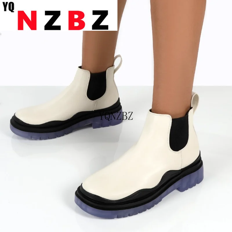 

New Style Women Shoes Slip on Ankle Boots Thick Bottom Casual Shoes Candy Color Vulcanized Shoes Platform Boots for Women