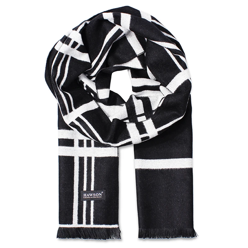 Black and White Мужские шарфы HAWSON, мягкий и роскошный зимний шарф на шею, головные повязки для путешествий - Цвет: Black and White