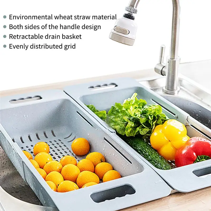 Collapsible Kitchen Colander Fruit Vegetable Strainer Drainer Washing Basket Plastic Drain Vegatable Food | Дом и сад