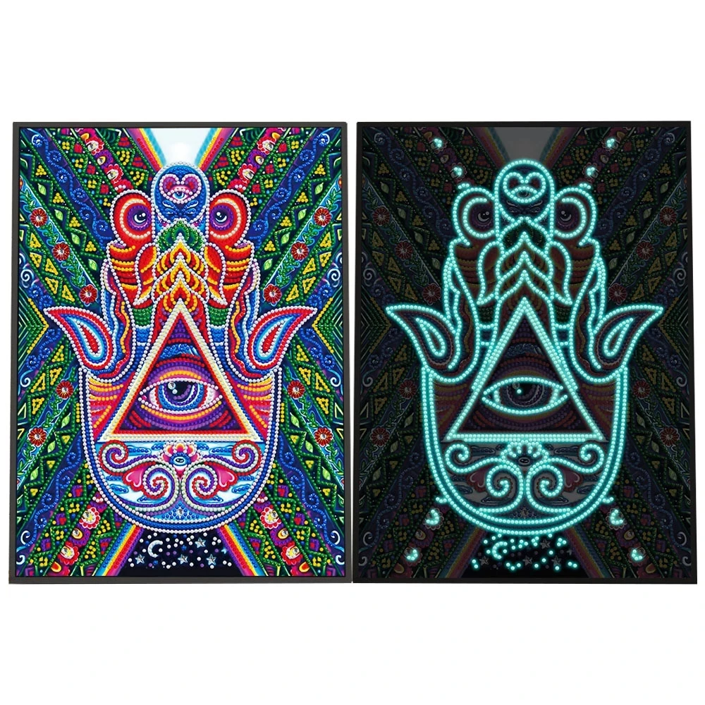 

DIY Special Shaped Drill Palm Eye Pattern Luminous Diamond Painting Kit Diamond Embroidery Rhinestone Home Decoration