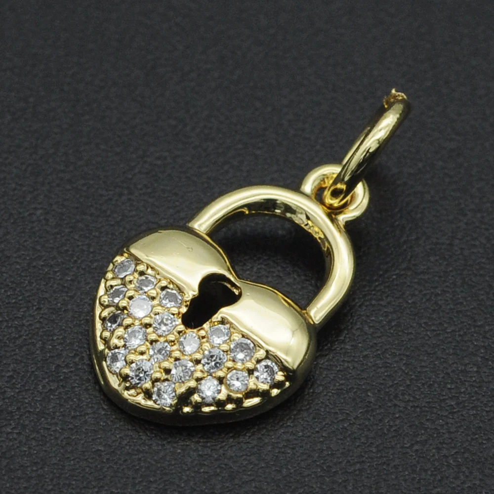 Wholesale Jewelry Accessories: DIY 17x9mm CZ Zircon Lock Charm Pendant for Necklace Making image 5
