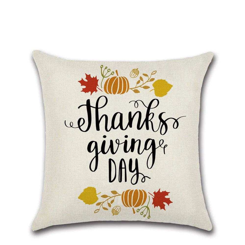 Благодарения Тема льняная Наволочка на подушку Алфавит Подушка Чехол с принтом