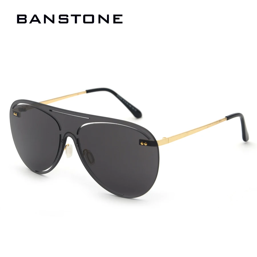 

BANSTONE 2020 Women Fashion Rimless Pilot Style Tint Ocean Lens Sunglasses Rivets Brand Design Men Sun Glasses Oculos De Sol