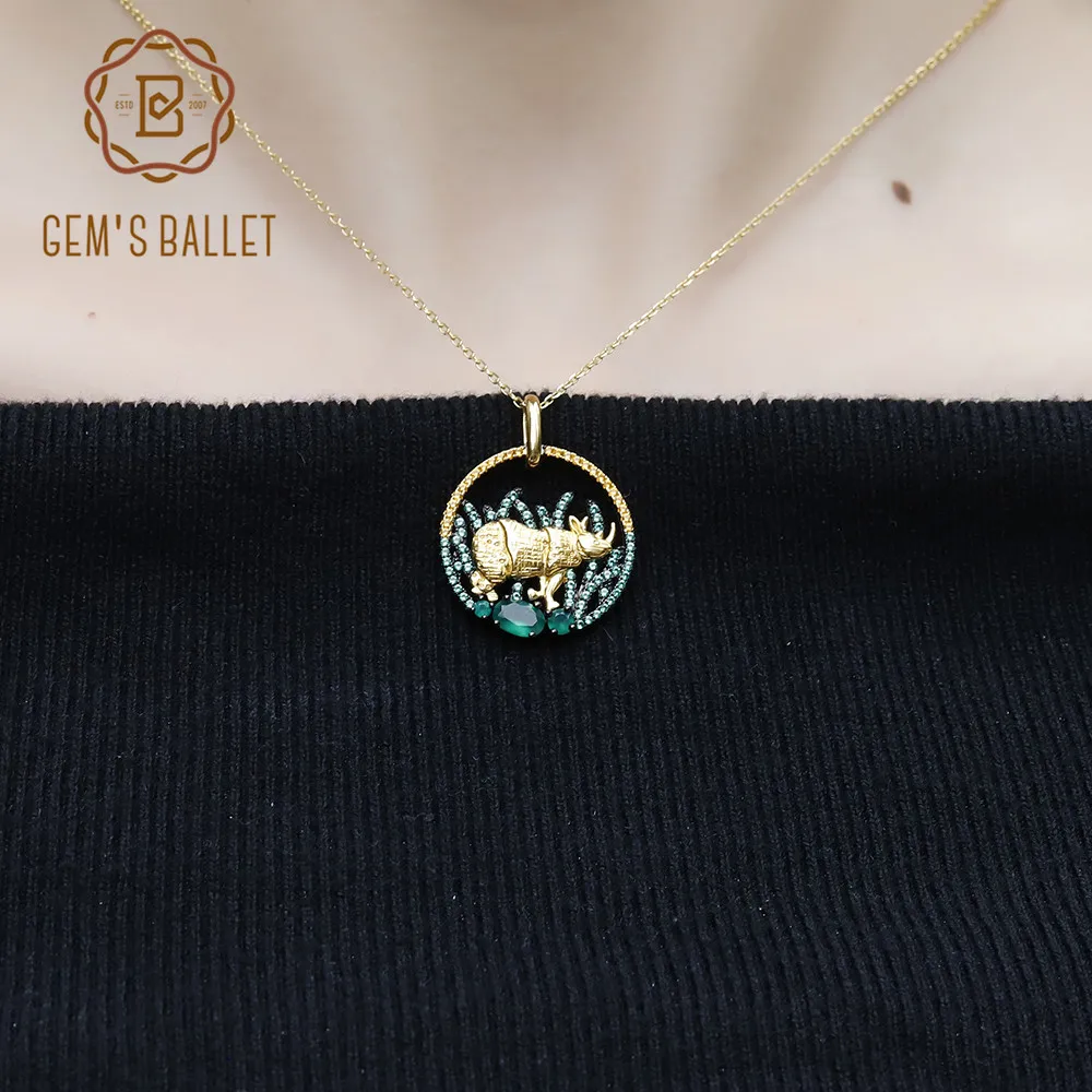 Ожерелье женское из серебра 925 пробы с натуральным зелёным агатом|Подвески| |