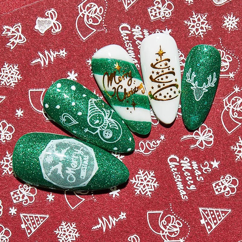 1 лист Рождественская тематическая серия наклеек для дизайна ногтей Красный