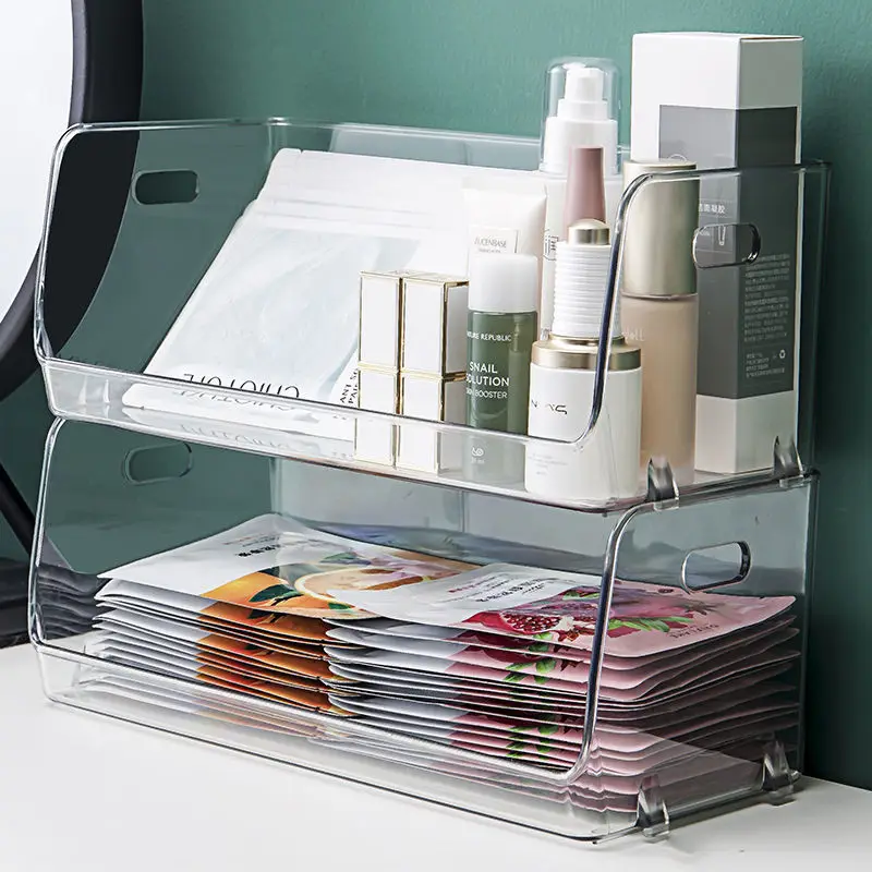 

Desktop mask storage box, cosmetics, dustproof, transparent, finishing box, skin care products, bathroom dormitory racks