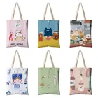 Женская Холщовая Сумка на плечо, с карманами-защелками