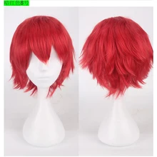 Anime Cosplay Halloween Synthetic Short Wavy Red Silver Golden Yellow Green Pink Purple Orange White Universal Cosplay Wig Bangs