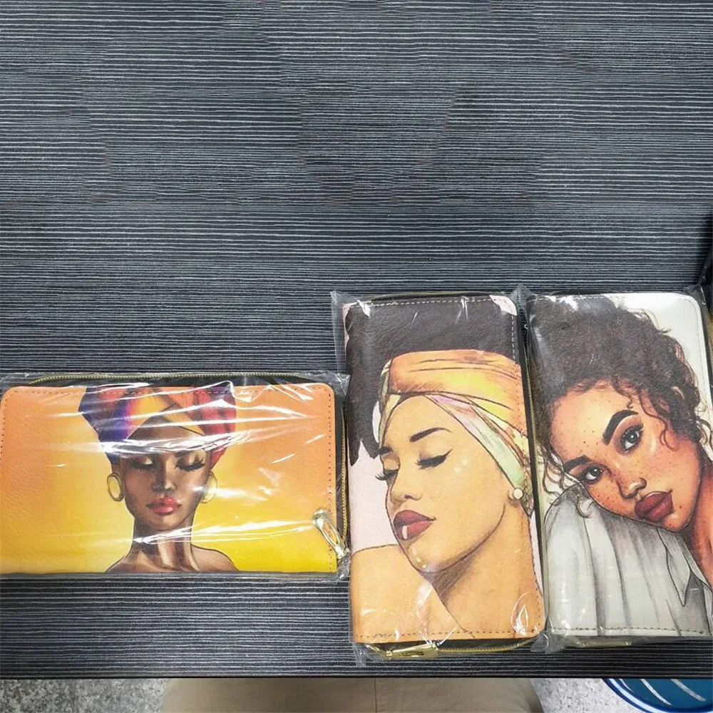 FORUDESIGNS Wallet Girls Luxury Long Leather Wallets Afro Women Printing Card Holder Cases for Female Wristband Zipper Purse | Багаж и