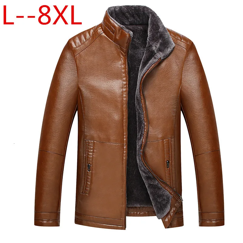 Большие размеры 8XL 6XL хит 2018 зимняя мужская новая кожаная куртка деловая