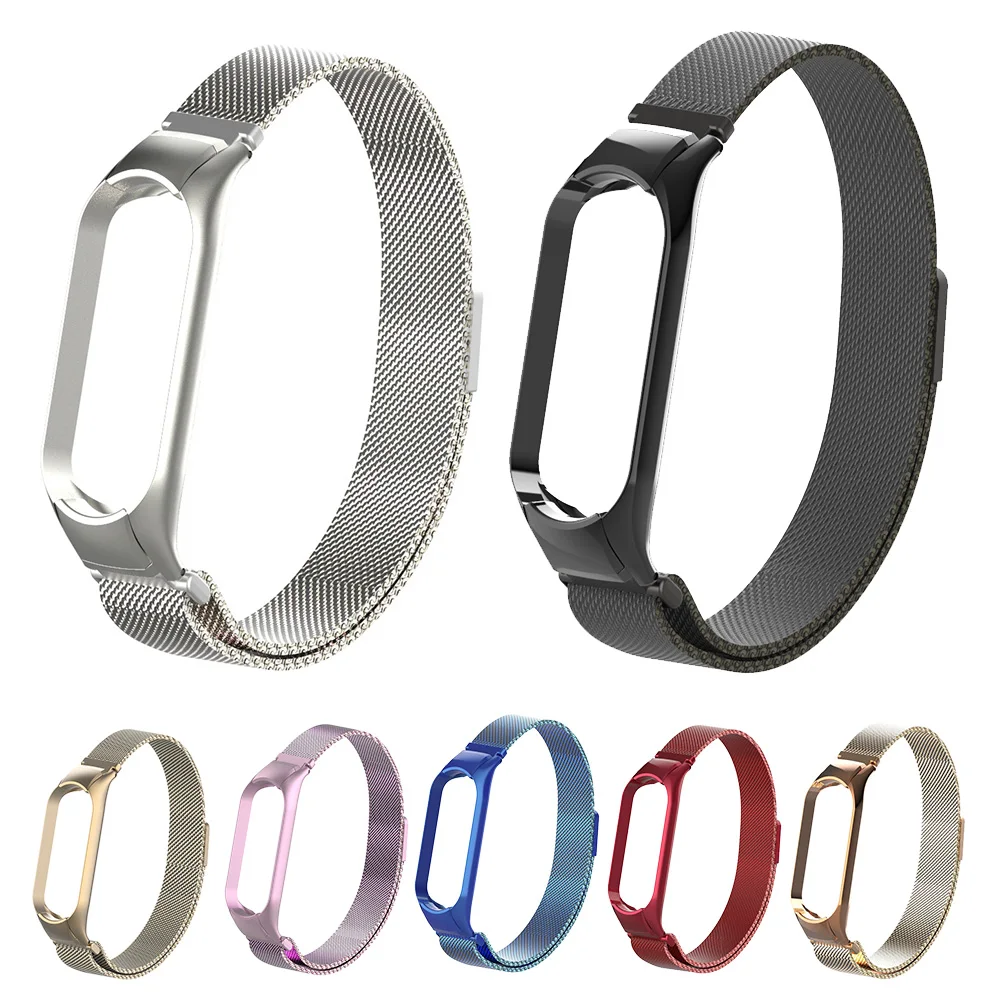 Металлический магнитный ремешок из нержавеющей стали для Mi Band 5 модный поколения