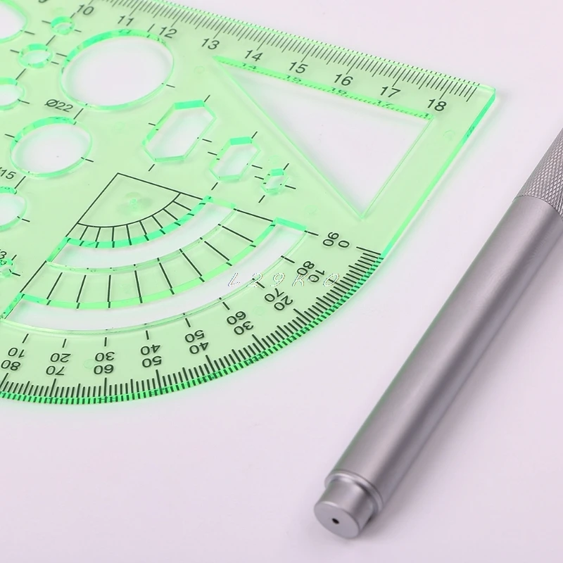 

Green Geometric Template Ruler Drawing Tools Mapping Student Stationery School Accessories