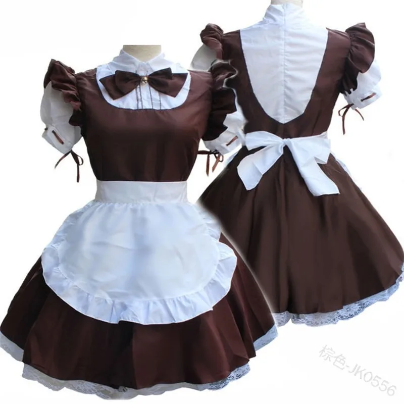 

Halloween Outfit Girls Plus Size 5XL Cute Maid Cosplay Costume Lolita Dress Short Sleeves Color Blocked Waitress Pinafore Outfit