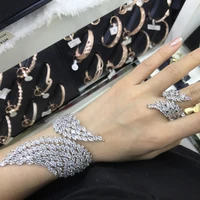 hibride latest fashion women wedding aaa cubic zirconia bangle ring jewelry set party accessories parrure bijoux femme n 1177