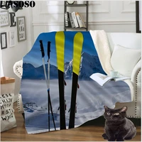 liasoso skiing nordic sports blanket flannel animation baby blanket thicken super sofa cover warm bedding bedding plaid throw