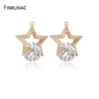 2022 new design rotating sparkling zircon star charm pendant gold plated diy jewelry earring necklace making crafts accessories