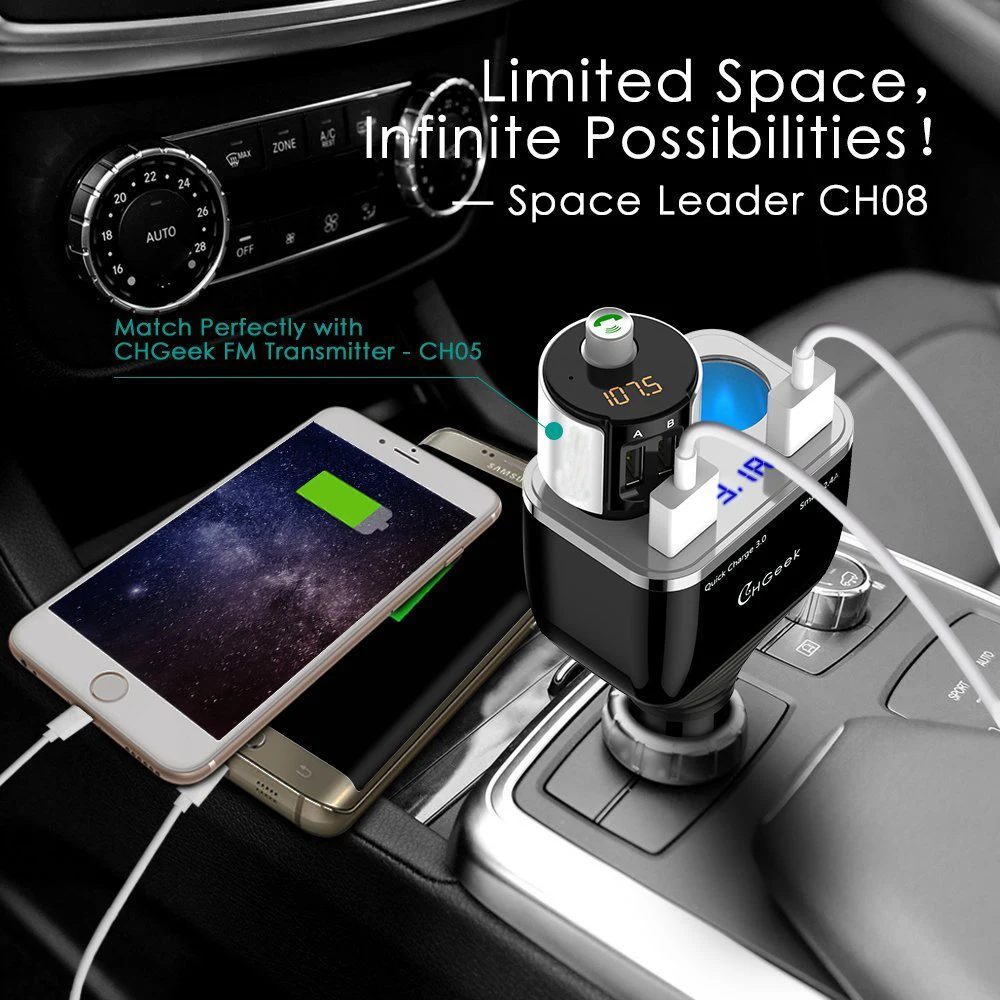USB Quick Charge 3 0 Автомобильное зарядное устройство 80 Вт 2 гнезда прикуривателя