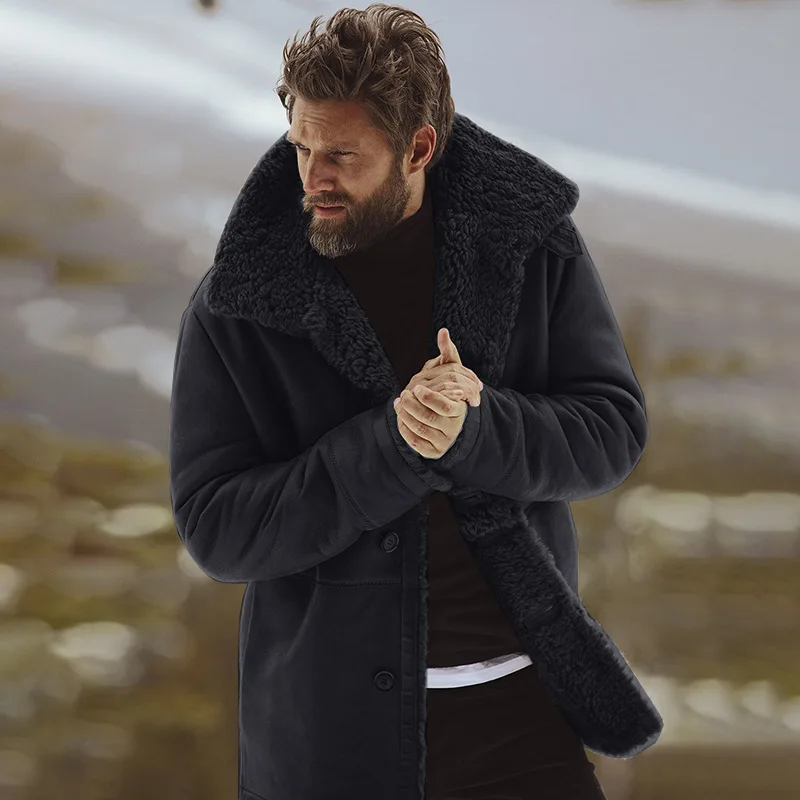 Winter Wool Coat Men New Fashion Casual Turn-down Collar Men Overcoat Solid Woolen Coat for Men