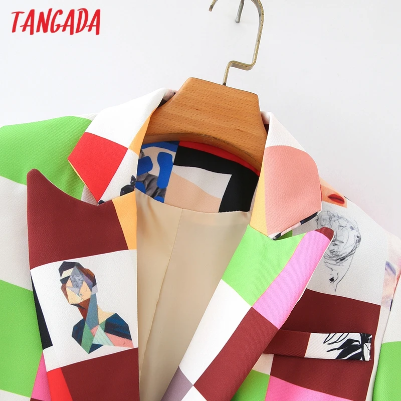 Женский блейзер с принтом Tangada винтажный двубортный пиджак длинным рукавом