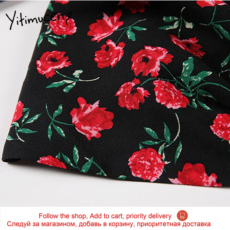 

Yitimuceng Vintage Floral Print Blouse Women Lantern Sleeve Shirts V-Neck Clothes 2021 Spring Summer Korean Fashion New Tops