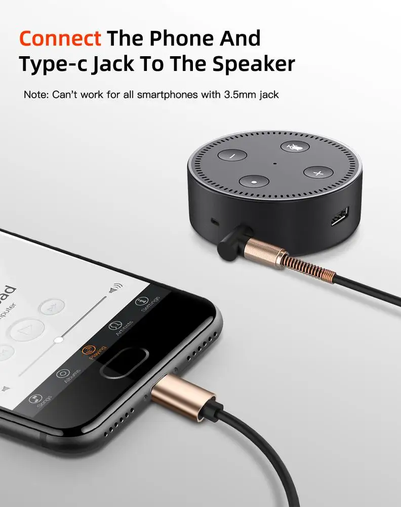 Автомобильный аудиокабель AUX для Huawei Xiaomi Samsung USB Type-C гнездо 3 5 мм кабель динамика