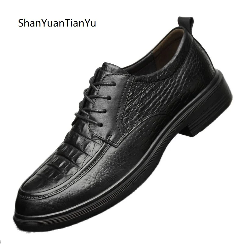 

Leather Men's Genuine Flat Shoes Spring Autumn All-match Mens Business Shoes Suits British Casual Lace Up Oxfords Shoes Men