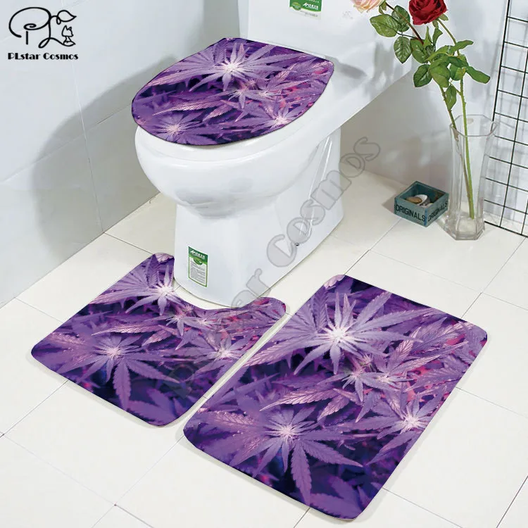 cartoon funny weed 3d printed bathroom pedestal rug lid toilet cover bath mat set drop shipping style 3 free global shipping