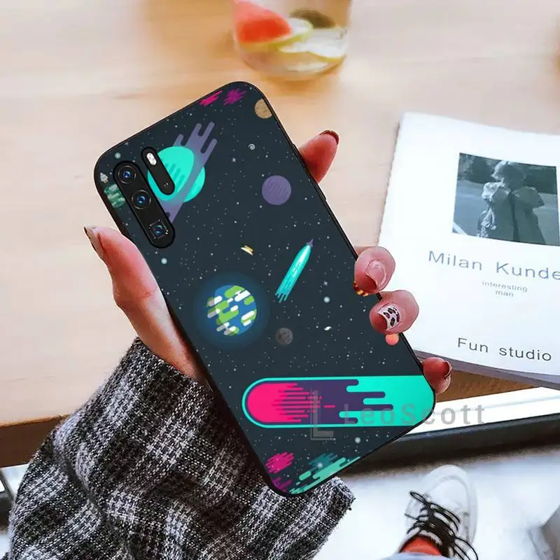 

Cartoon planet Phone Case black For Huawei honor Mate mate P 10 9X 10i 20 30 40 y7 lite pro p smart 2019