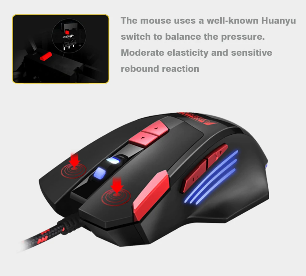 Профессиональная игровая мышь Супер 8D 6800 dpi и бесшумная Проводная игровая мышь 6D 3200 dpi Регулируемая компьютерная Dota 2