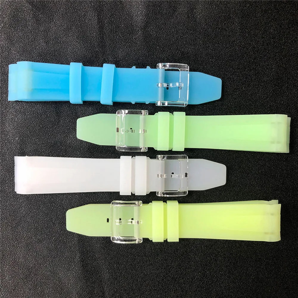 Ремешок мягкий резиновый блестящий для часов не светящийся браслет аксессуары