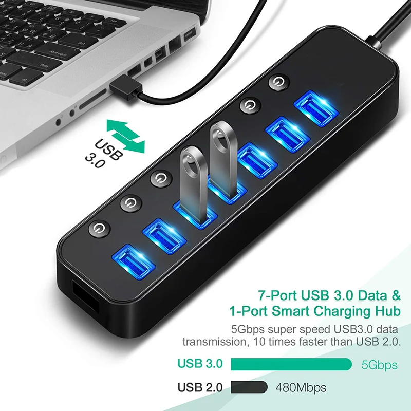USB HUB 3 0 4/7 Порты концентратор с зарядным и разъёмы hab высокое Скорость 5 Гбит/с 5V2A