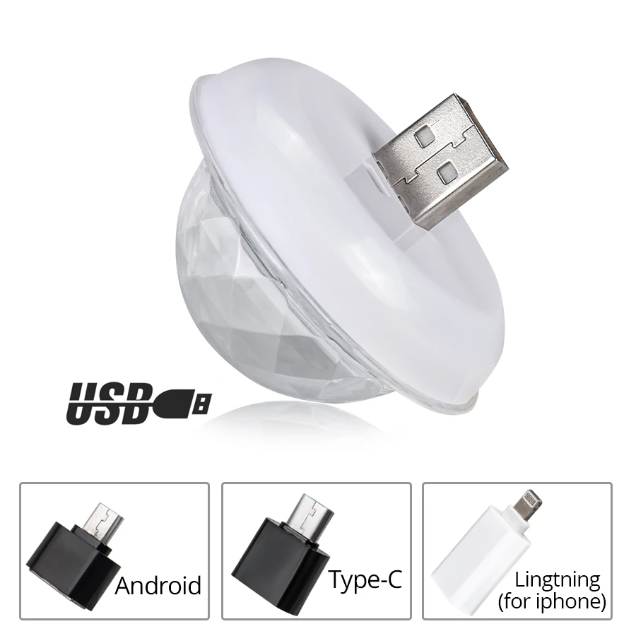Музыкальный сенсорный эффексветильник USB Мини диско сцсветильник DJ Хрустальный