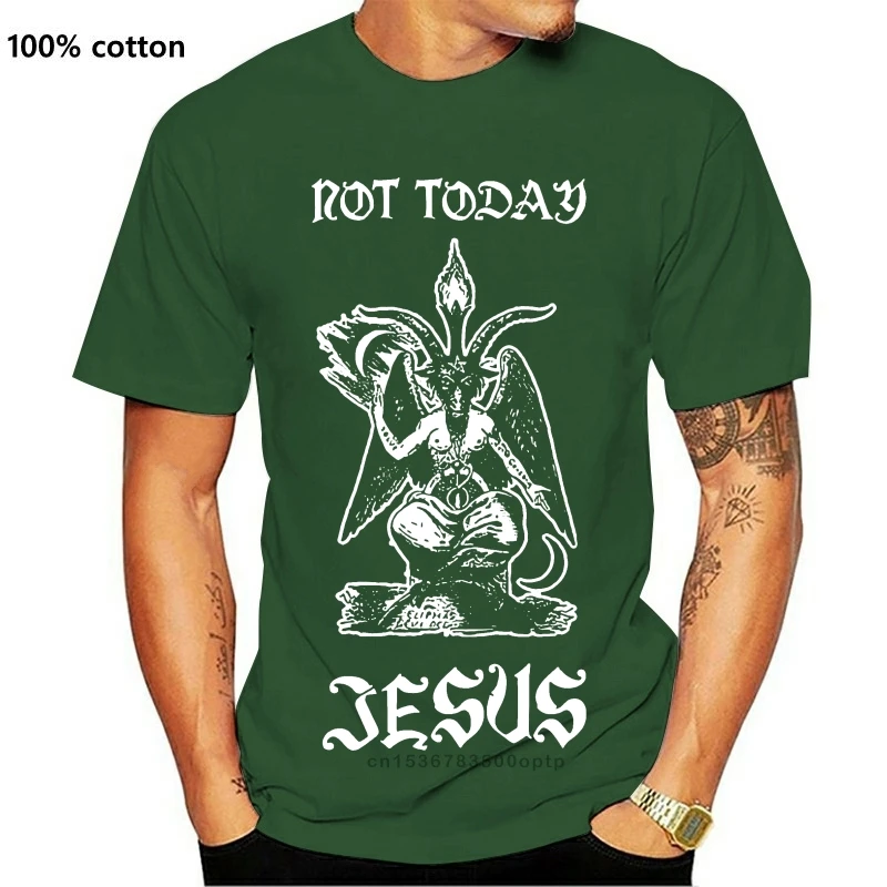 

Новая мужская футболка с принтом сатана, не сегодня, с Иисусом, черная хлопковая футболка S - 5xl в стиле хип-хоп, простая футболка со сращением,...