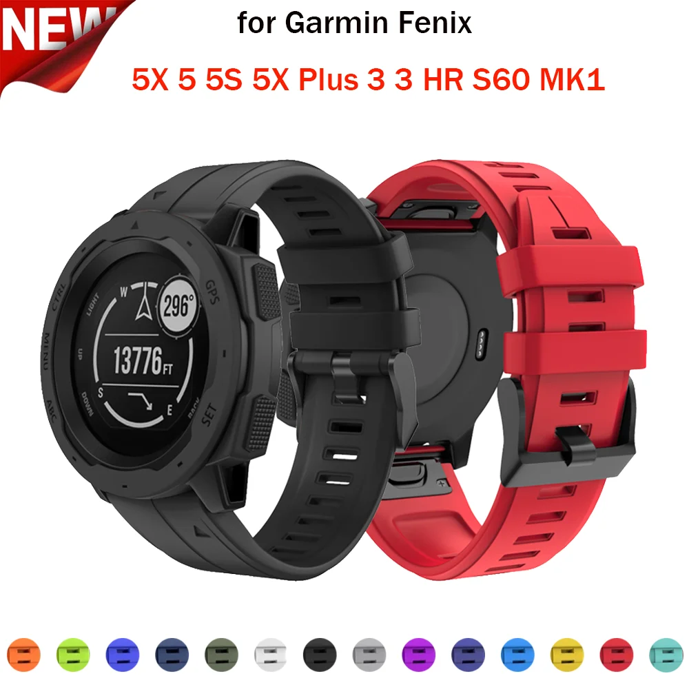 

20 22 26mm Silicone Quick Fit Watchband Strap for Garmin Fenix 6X Pro Wrist Band Strap For Garmin Fenix 6 6S Fenix 5X 5 5S 3 3HR