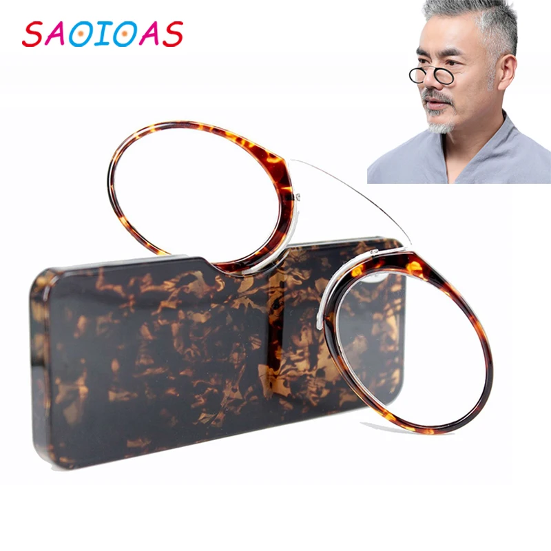 SAOIOAS складные очки для чтения с зажимом для носа, женские очки для дальнозоркости, мужские и женские очки с дальним зрением, ультра-светильник, черный+ от 1,0 до+ 3,0