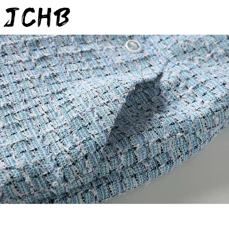 

Fashion New 2021 Spring Summer Retro Casual Trousers Women's Ladies Blue Plaid Ankle Length Pant High Waist Leg Pants Y286