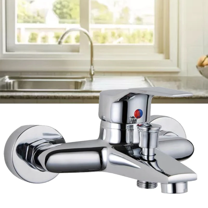 

Triple Bathtub Hot and Cold Mixing Water Faucet Sink Spray Shower Head Deck Mounted Basin Mixer Taps Home Improvement