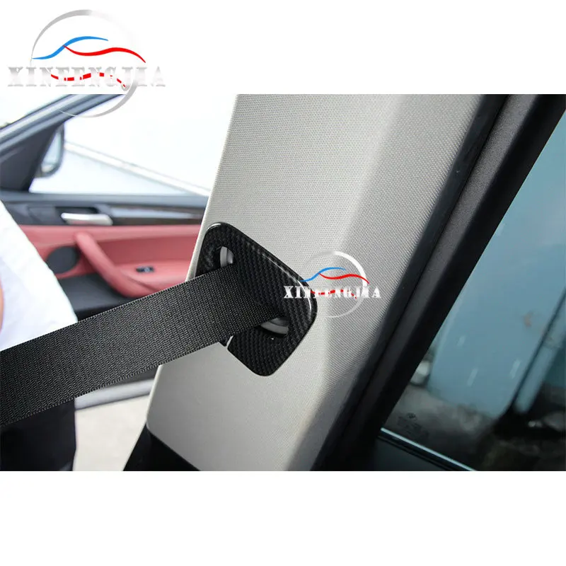 

For BMW X3 F25 11-17 2pcs Carbon Fiber Color Seat Safty Belt Pillar Cover Trim