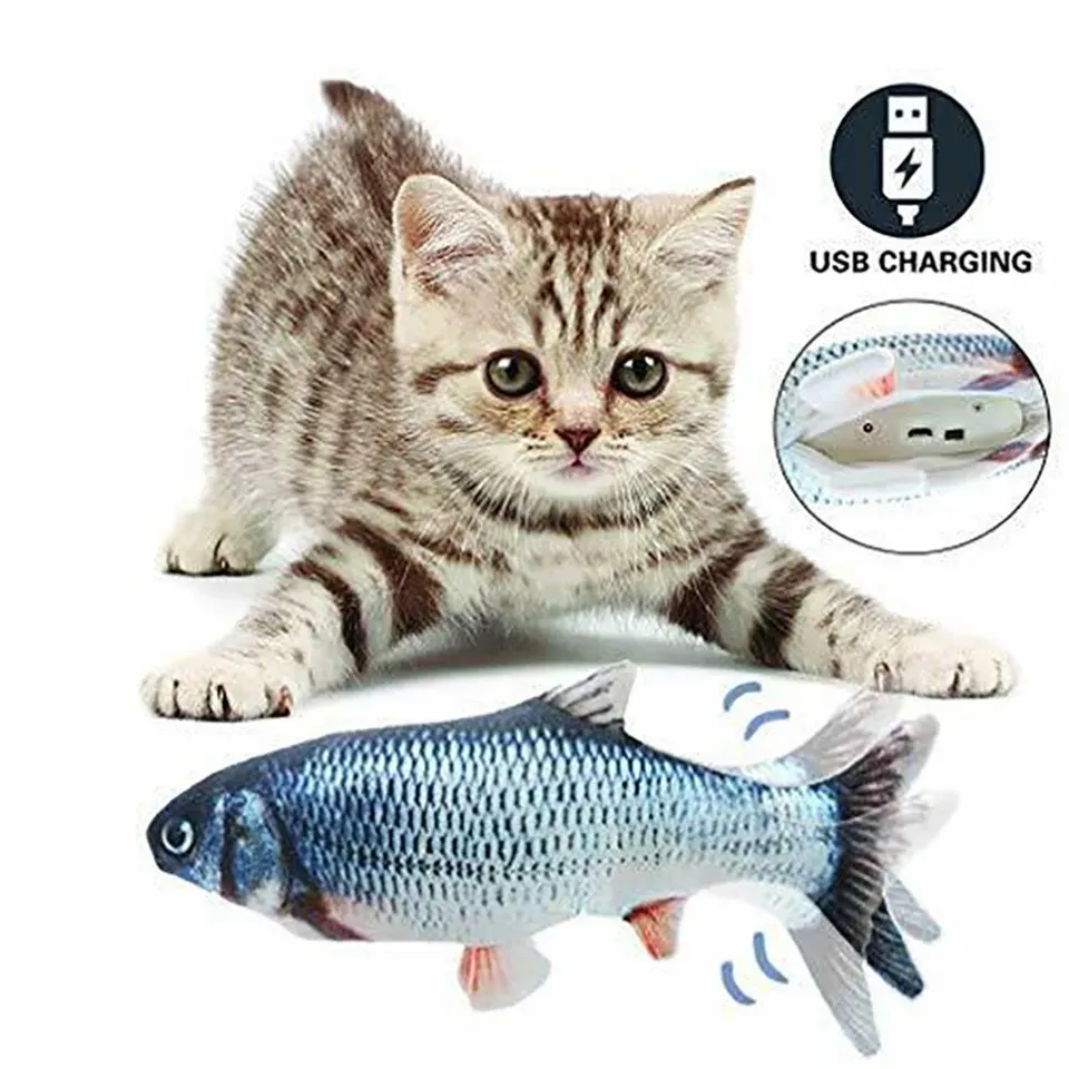 

Electric Cat Toy 3D Jumping Fish USB Charging Simulation Fish Interactive Cat Toys for Cats Pet Toy Cat Supplies