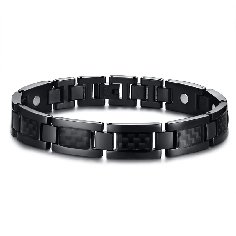 

wholesale black carbon fiber titanium bracelet for men