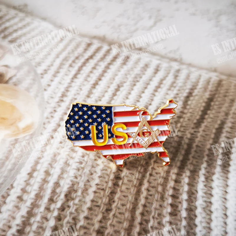 Masonic значки на лацкан металлическая Badge масон вольный каменщик USA Flag Map State of California