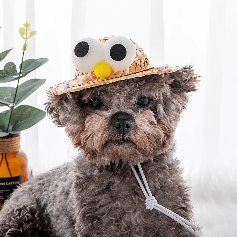 

Pet Hat Creative Hand-Woven Straw Hat Sun Hat Pet Supplies Dog Birthday Hat Suitable For Small And Medium-Sized Dogs And Cats