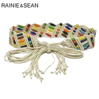 rainie sean ladies waist belt for dress braided womens belt ethnic colourful wooden bead belts for women handmade wide strap