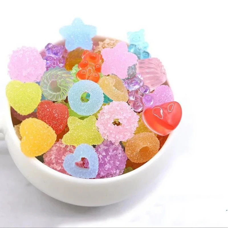 8-15mm SUGAR HEARTS CANDY 50 piece set Soft jelly Kawaii Decoden Nail Charms Nail Art Kawaii Jelly Charms 50 pcs 3D nail art