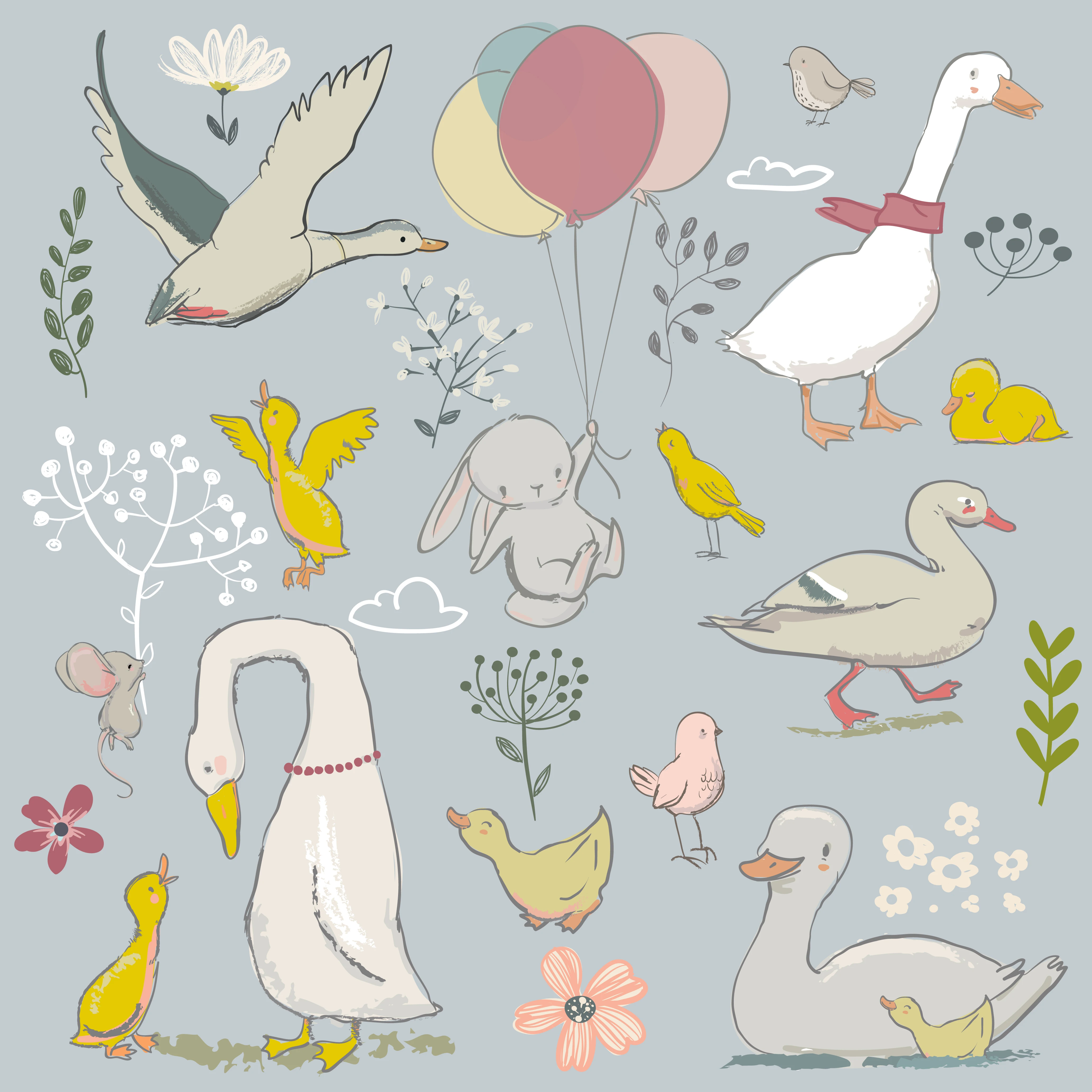 

Cutting Dies Ducks and Rabbits Holding Balloons DIY Scrap Booking Photo Album Embossing Paper Cards 105*101mm