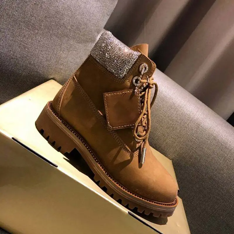 

2020 New Fashion Winter Genuine Leather Women Boots Luxury Shoes Women Designers Square Women Boots