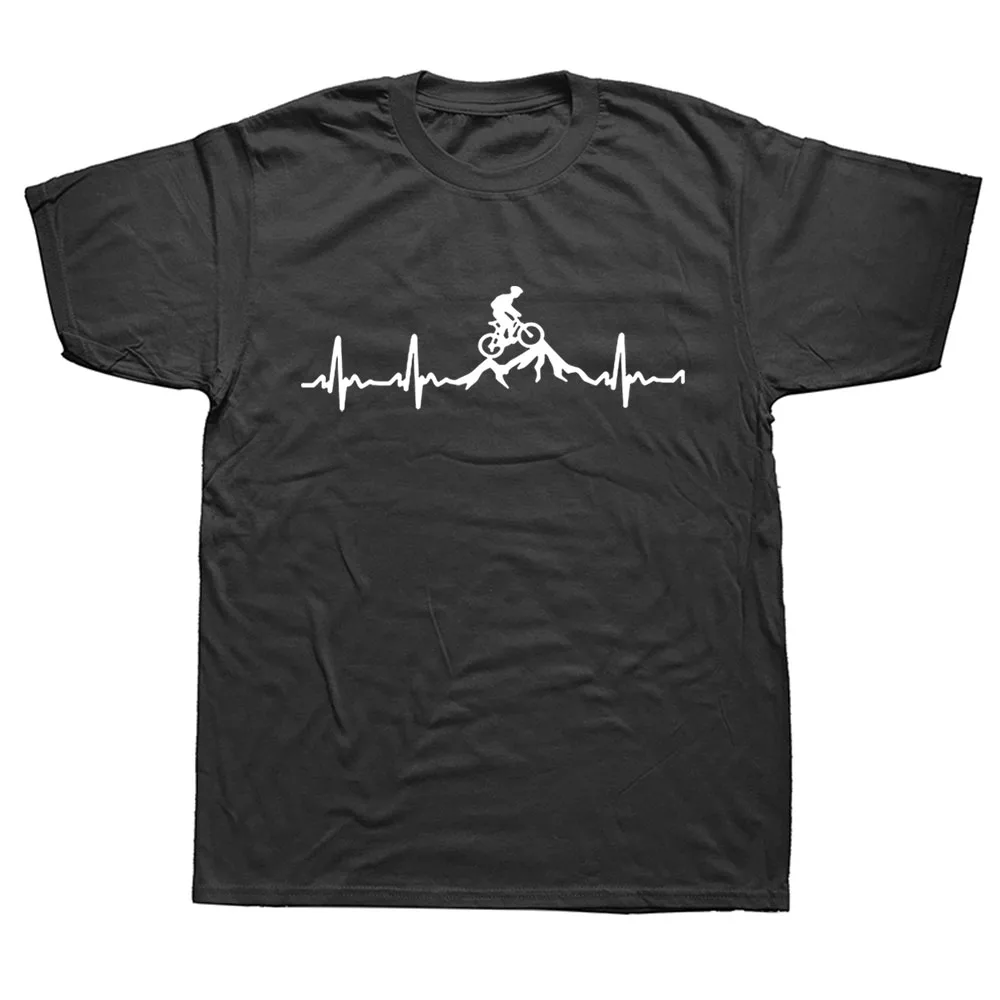

Funny Mountain Bike Heartbeat T Shirt Custom Cotton Short Sleeve Streetwear Dirt Bicycle T-shirt Men Clothing Casual