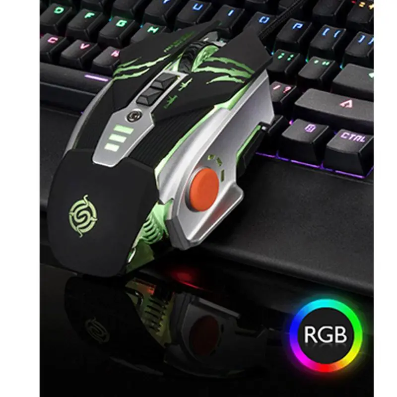 

Wired Programmable Gaming Mouse RGB LED Breathing Light 6 Gear DPI Adjustable Computer Laptop Mouse for Gaming Office
