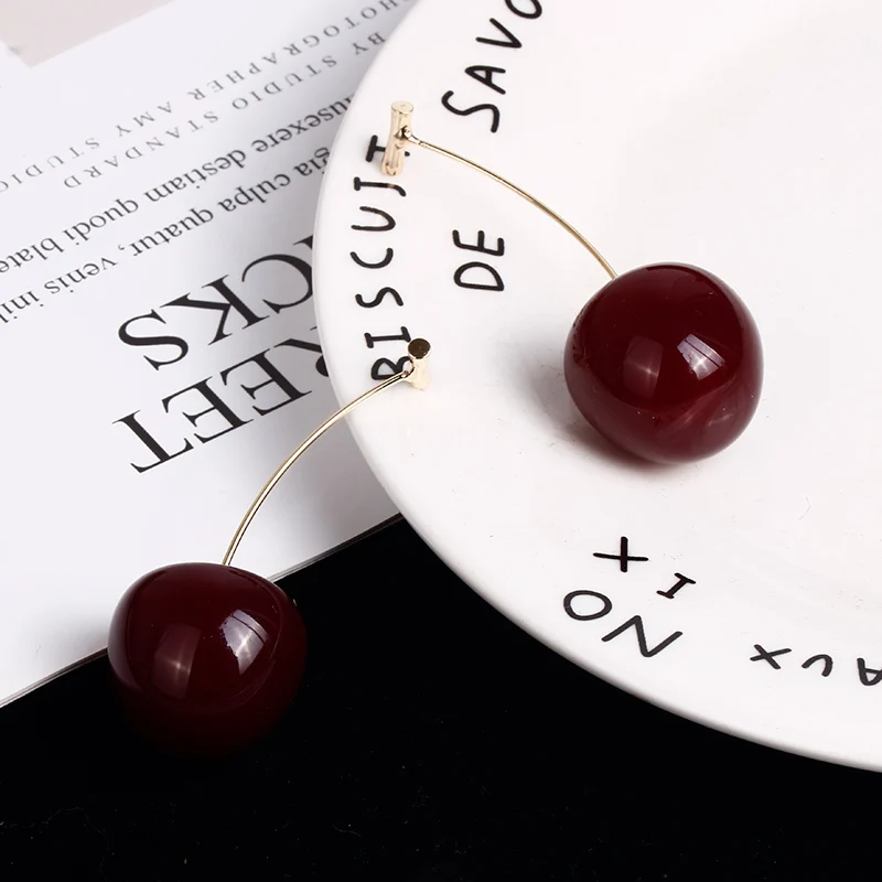 

Cherry Dangle Earrings For Women Girls Elegant Temperament Trendy Korean Fashion Resin Cherry Earrings Fashion Jewelry Gifts