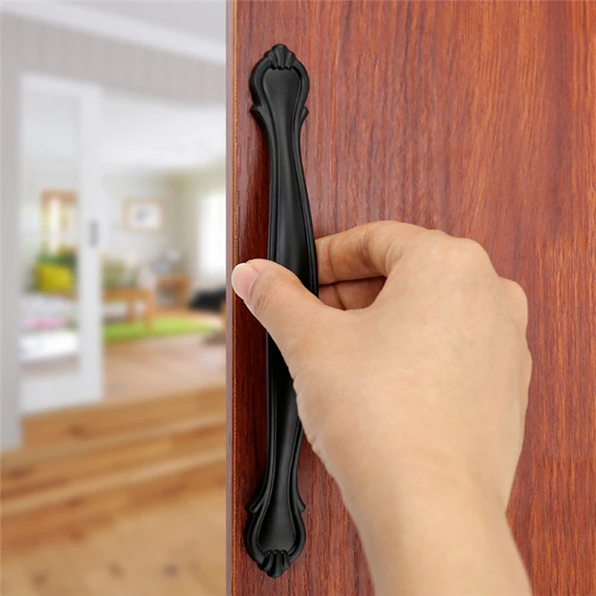 

Aluminum alloy Black Cabinet Handles American style Kitchen Cupboard Door Pulls Drawer Knobs Fashion Furniture Handle Hardware
